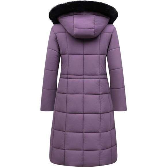 Women's Winter Coat Long Waterproof Parka - Warm Light Purple - Picture 2 of 7